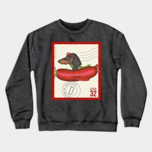 Funny Dachshund Doxie Dog flying a cute hotdog plane Crewneck Sweatshirt